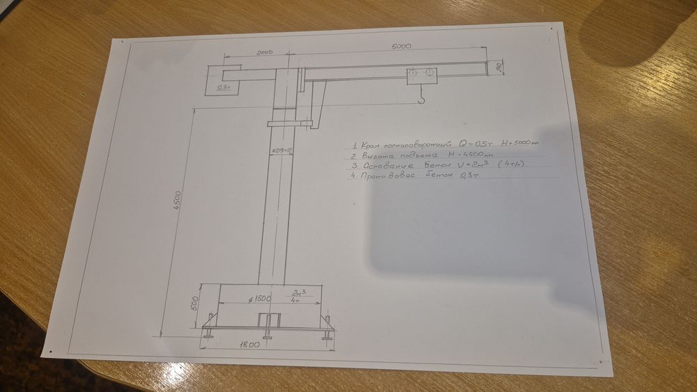 Кран консольно поворотный 1-2т
