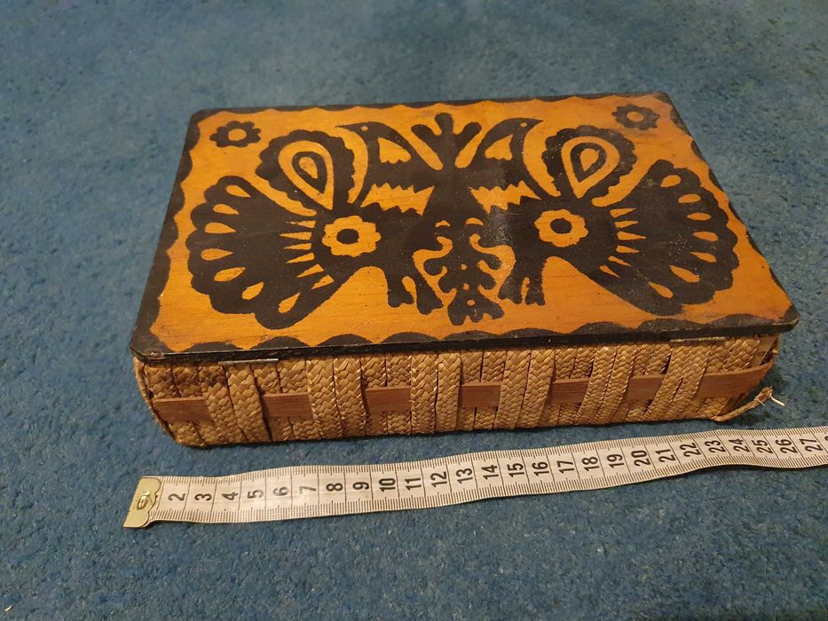 ludowa gustowna szkatulka skrzyneczka rekodzielo lata 70 25x15x5cm