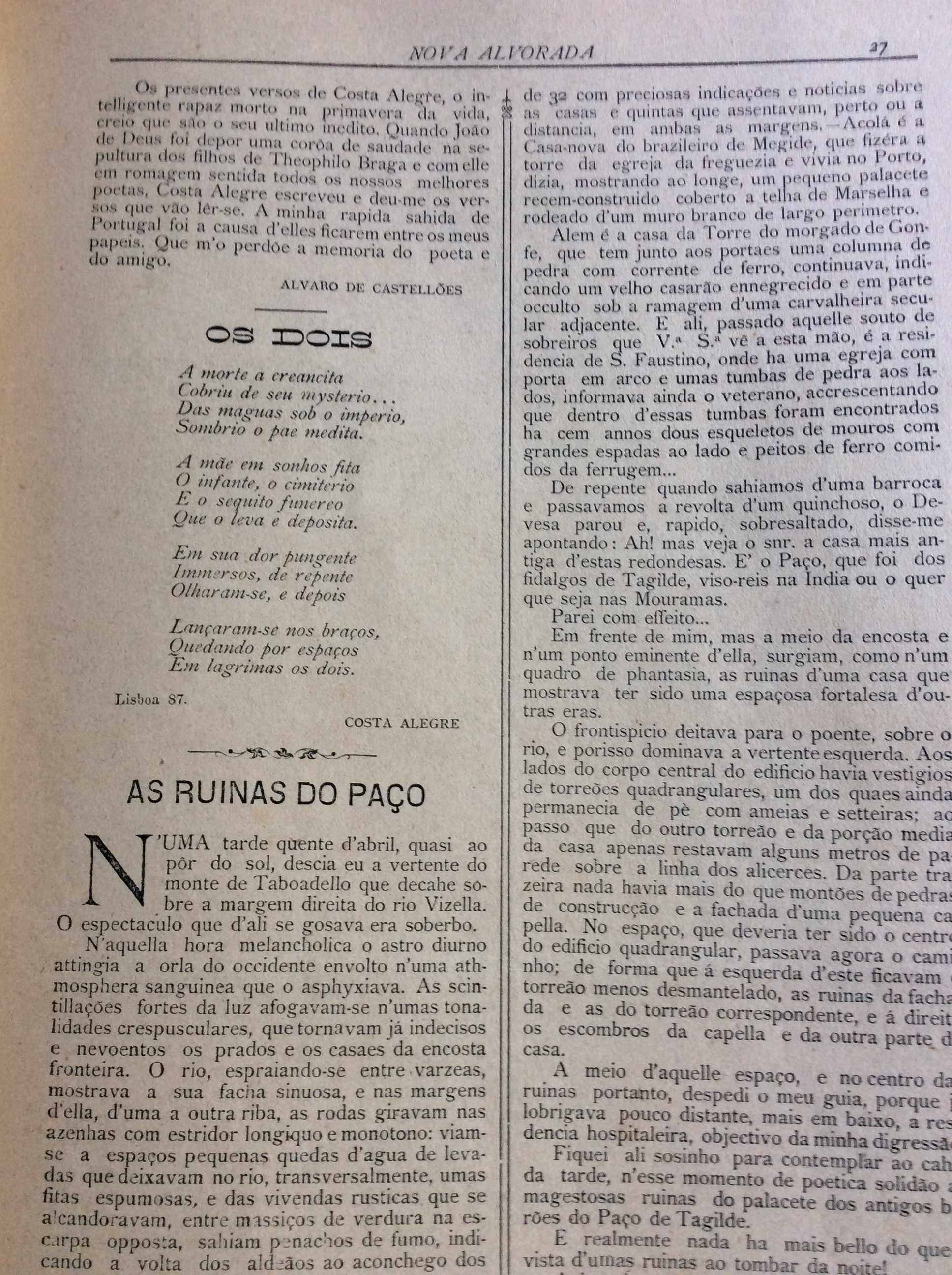 A Alvorada, Revista mensal litterár e scientífica, n.º3 de 1891. Rara