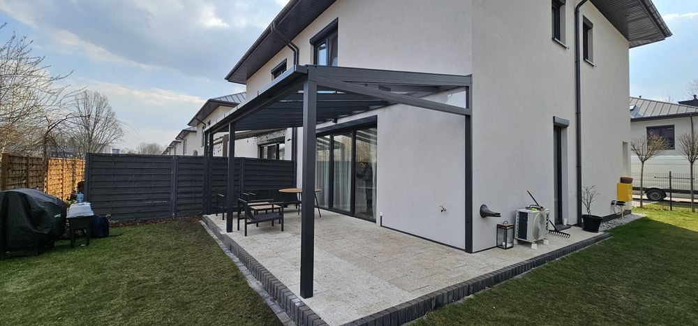 Pergola Aluminiowa 6x3m Zadaszenie Tarasu Ruchome ścianki, szklane