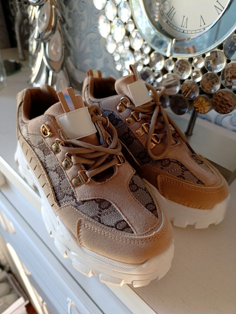 Buty damskie sportowe adidasy sneakersy beżowe nowe