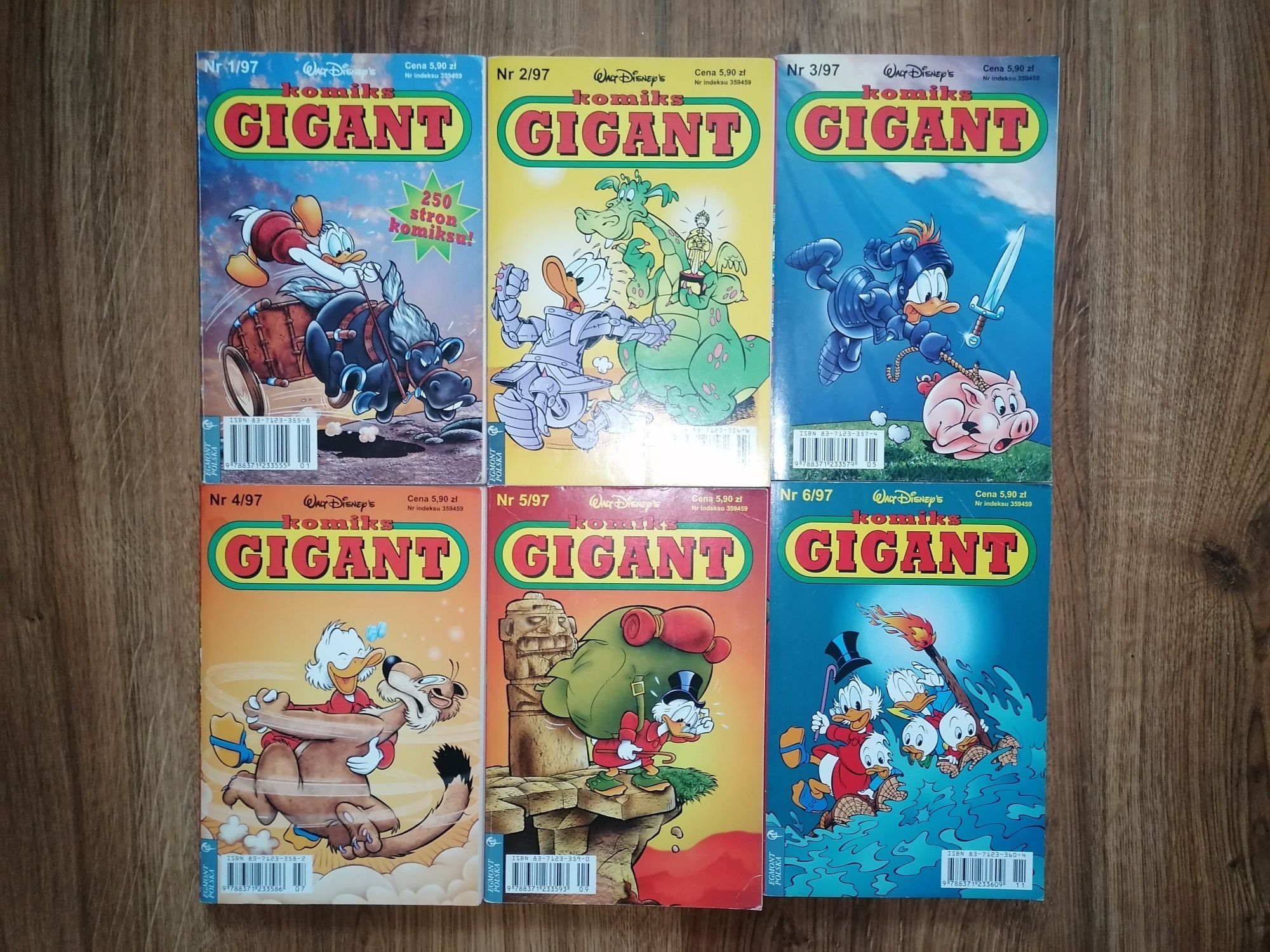 2697+6 Komiksy Gigant rok 1997 kompletny zestaw 1-6 Donald JAK NOWY