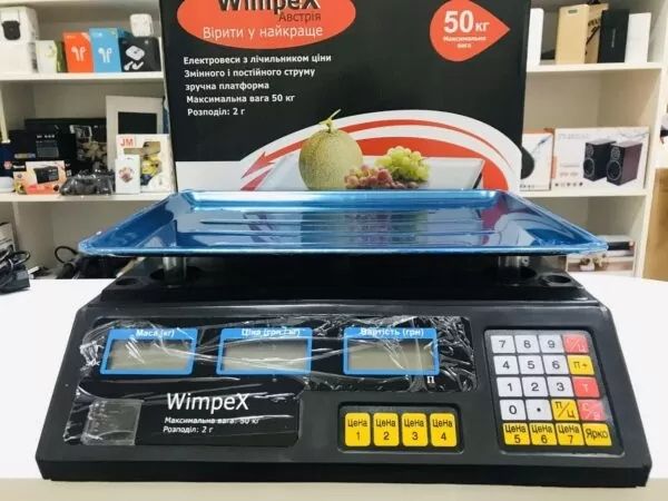 Автономні ваги для торгівлі до 50 кг, електронні торгові веса Wimpex