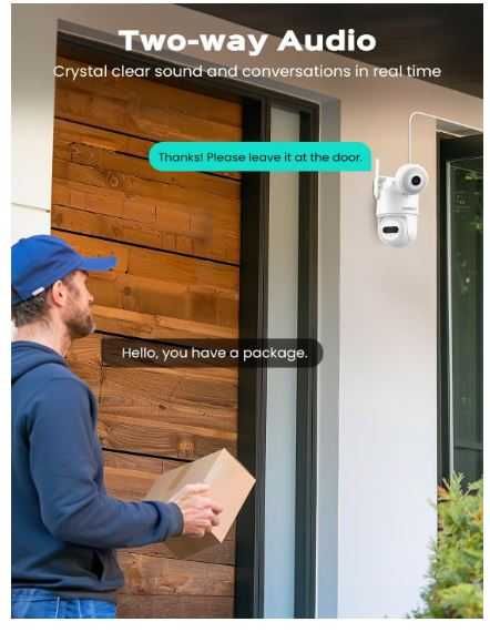 Podwójna kamera WiFi 360 stopni, śledzenie ruchu, 2x3MP, IP66