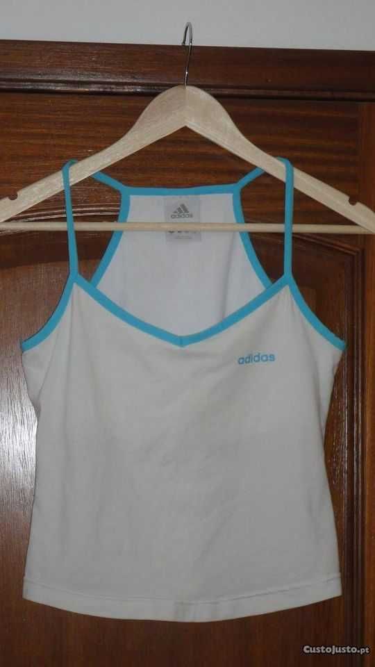 Top de senhora branco e azul Adidas