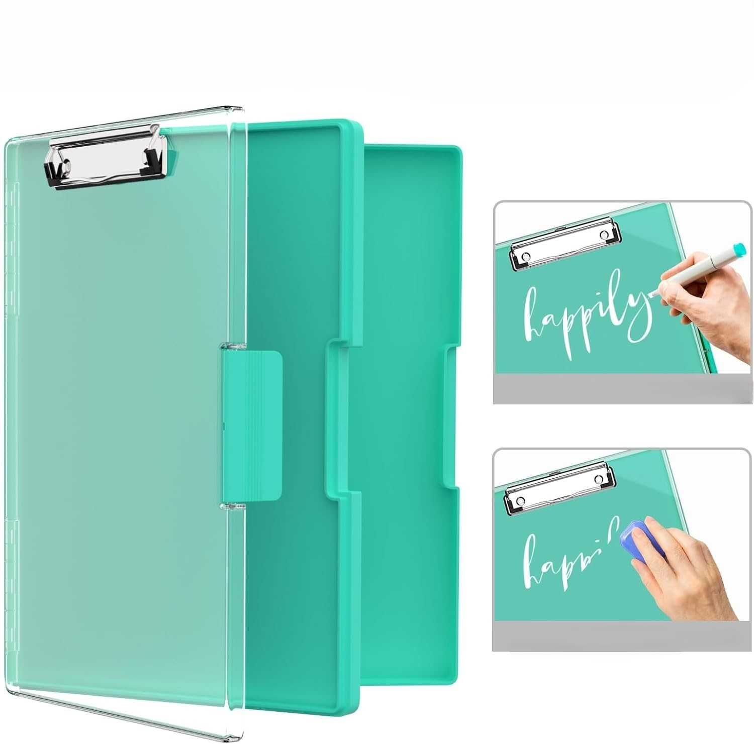 Clipboard Teczka z przechowywaniem A4, przezroczysty panel zielony