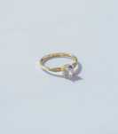 18K Gold Solitaire Ring, Oval Zircon Engagement Ring
