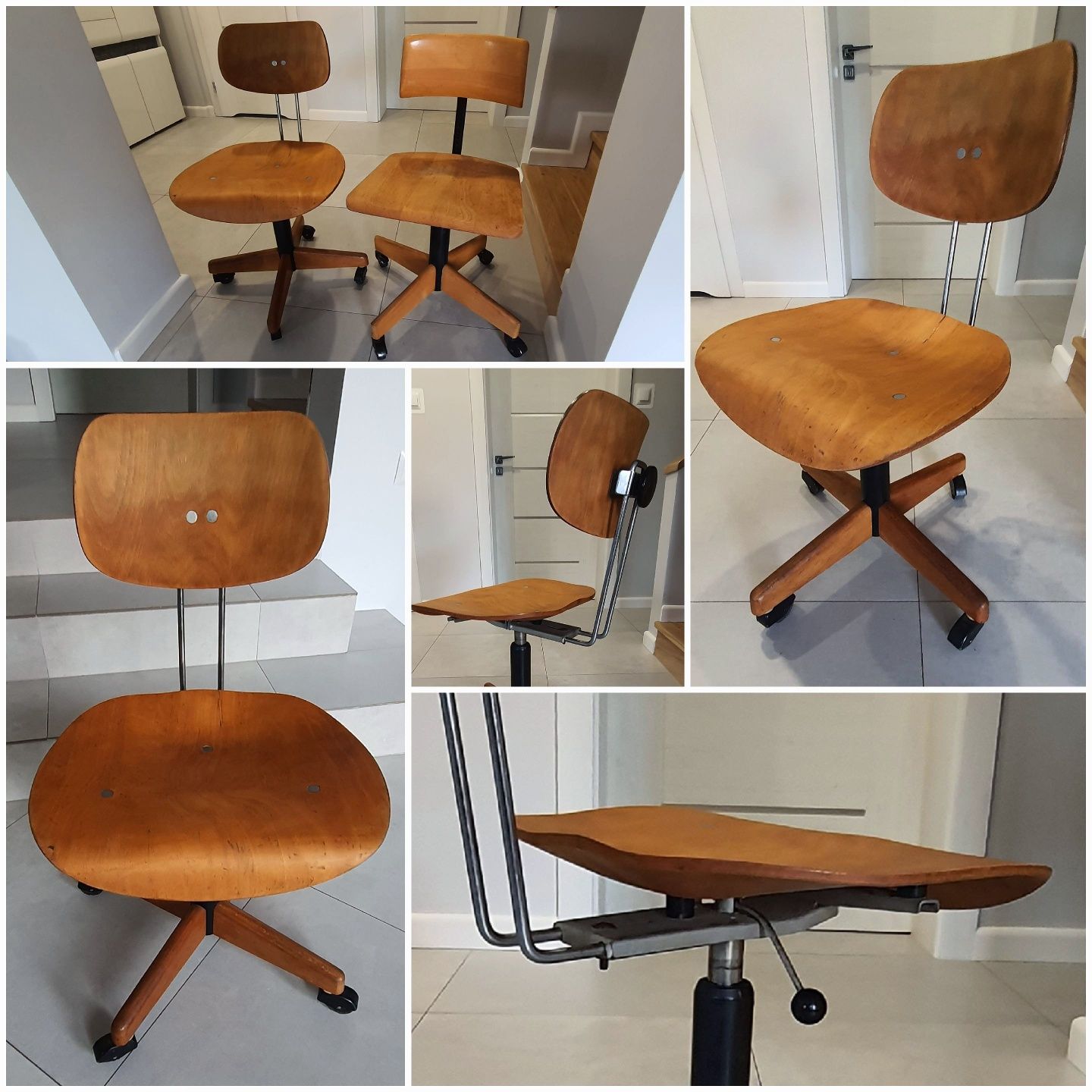 Solidne i stylowe krzesło vintage typu architekt z lat '60/'70.