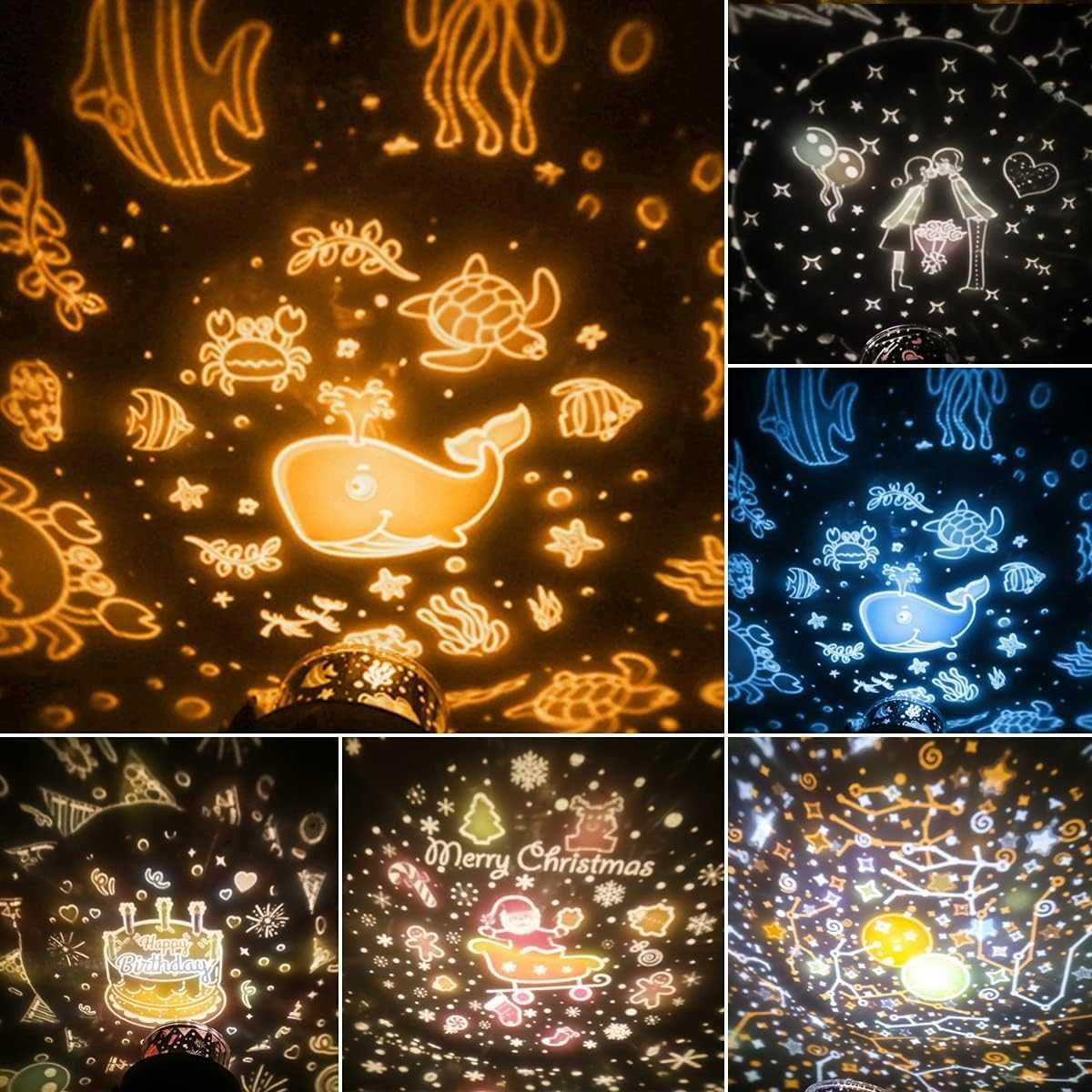 Lampka nocna królik projektor gwiaździstego nieba 360° pilot timer LED