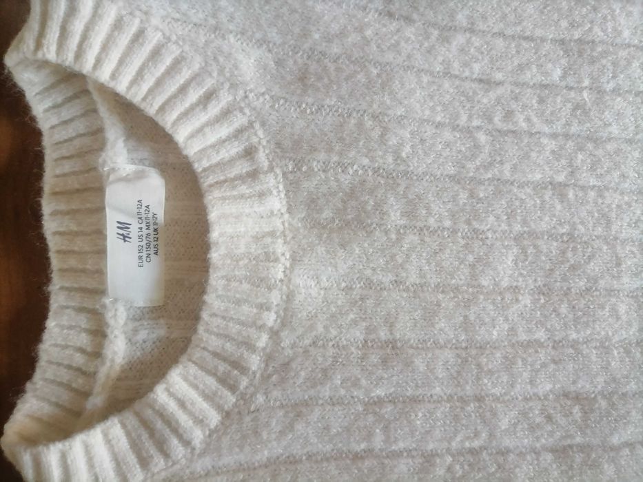 Sukienka dzianinowa H&M rozm 152 ecru