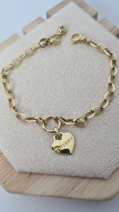 Nowa złota bransoletka typu Tifany serce zawieszka ogniwa p. 585