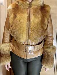 Женская меховая куртка (кожа + лиса)