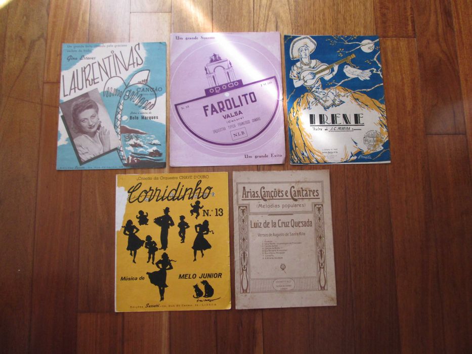 Conjunto 5 Partituras para Piano Antigas - Música Ligeira - Lote 2