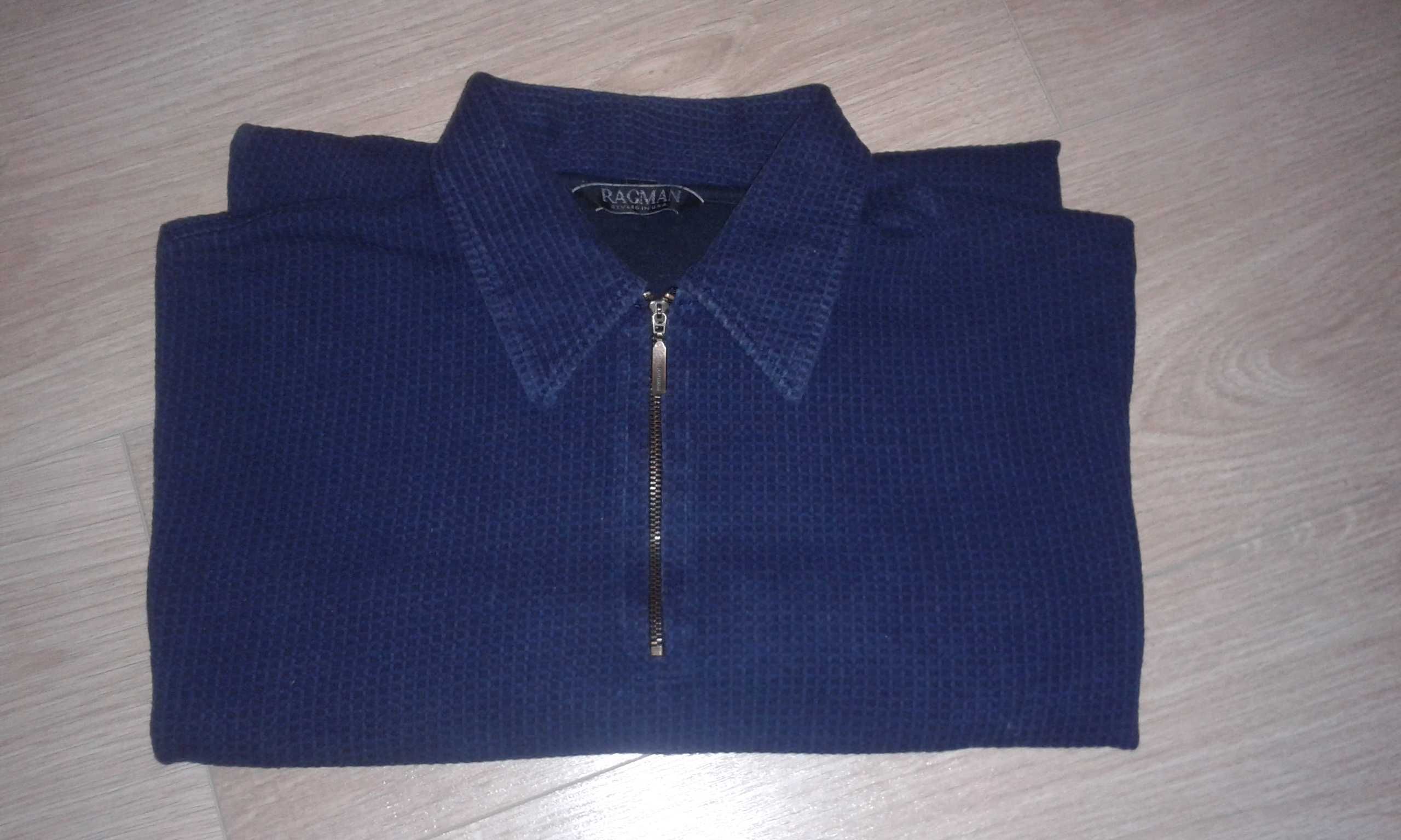 M Bluza męska bawełna T-shirt z długim rękawem granatowa
