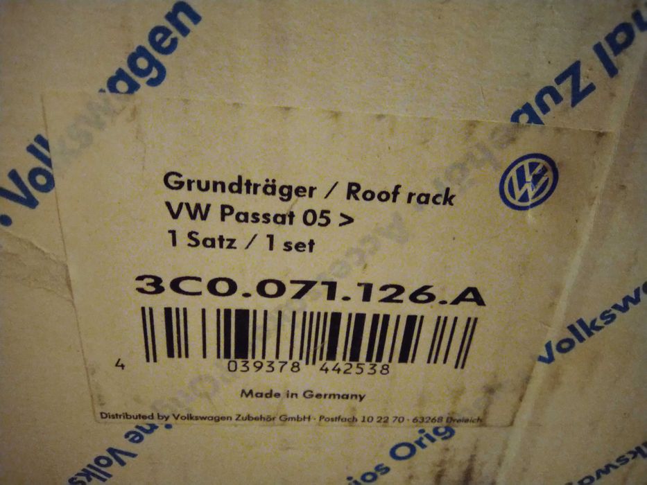 Продам рейлінги - поперечини VW Passat Limousine 05 оригінал VAG