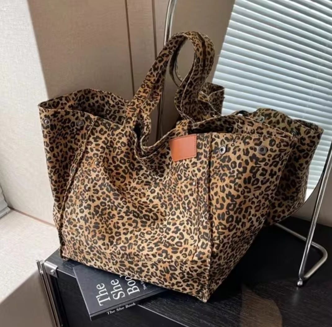 Duża torba w cętki shoperka schopper bag w panterkę leopard A4 torba