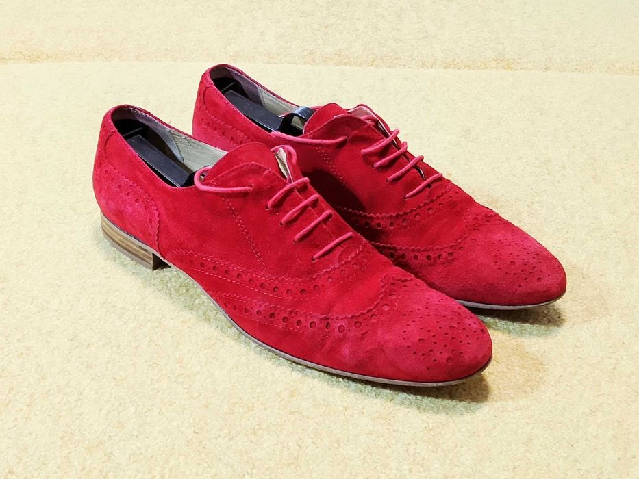 JHAY EU 43 (Made in Spain) для Crispins — червоні замшеві броги туфлі
