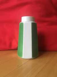 Wazon ikebana w zielone pasy porcelana Ćmielów PRL UNIKAT