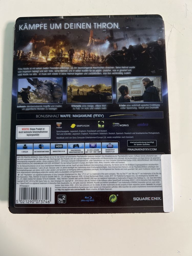 #910 Final Fantasy xv special edition metalbox metal box gra ps4