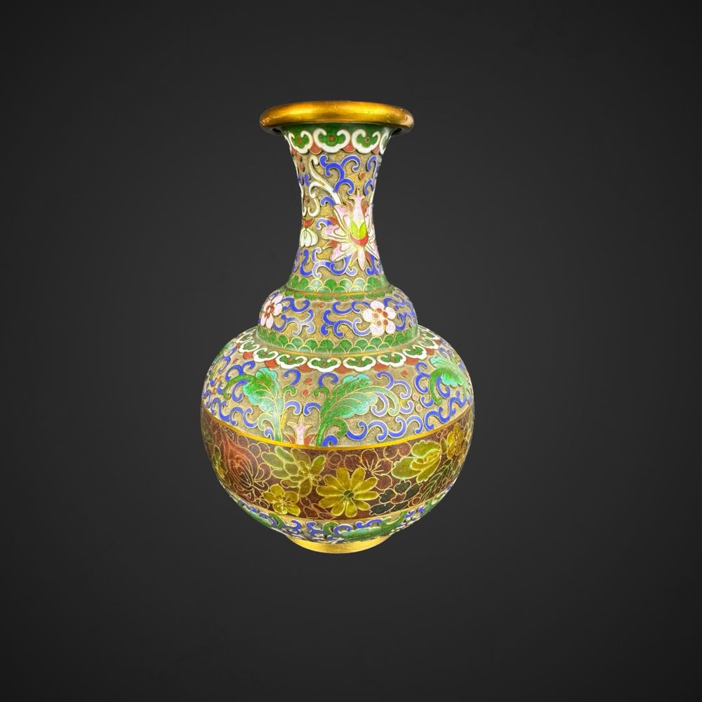 Wazon chiński emaila cloisonne kwiaty B4/06205