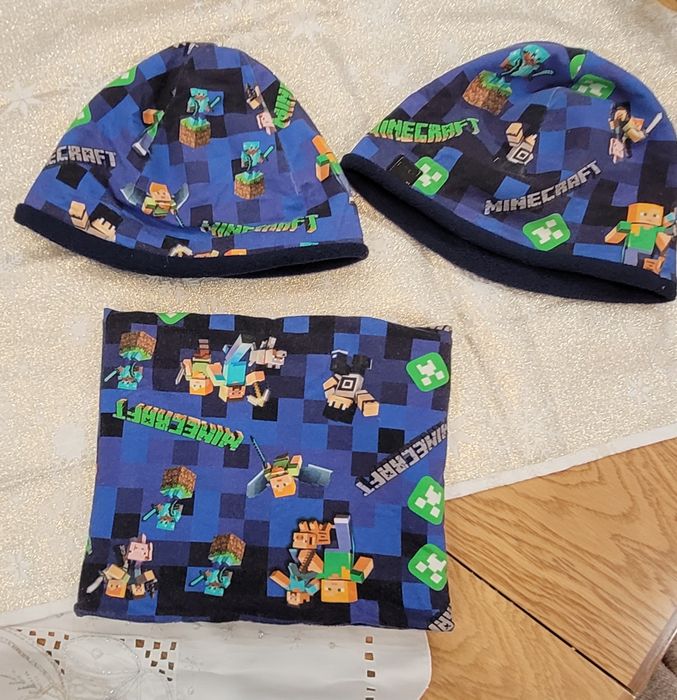 Czapka czapki minecraft i komin komplet z polarem
