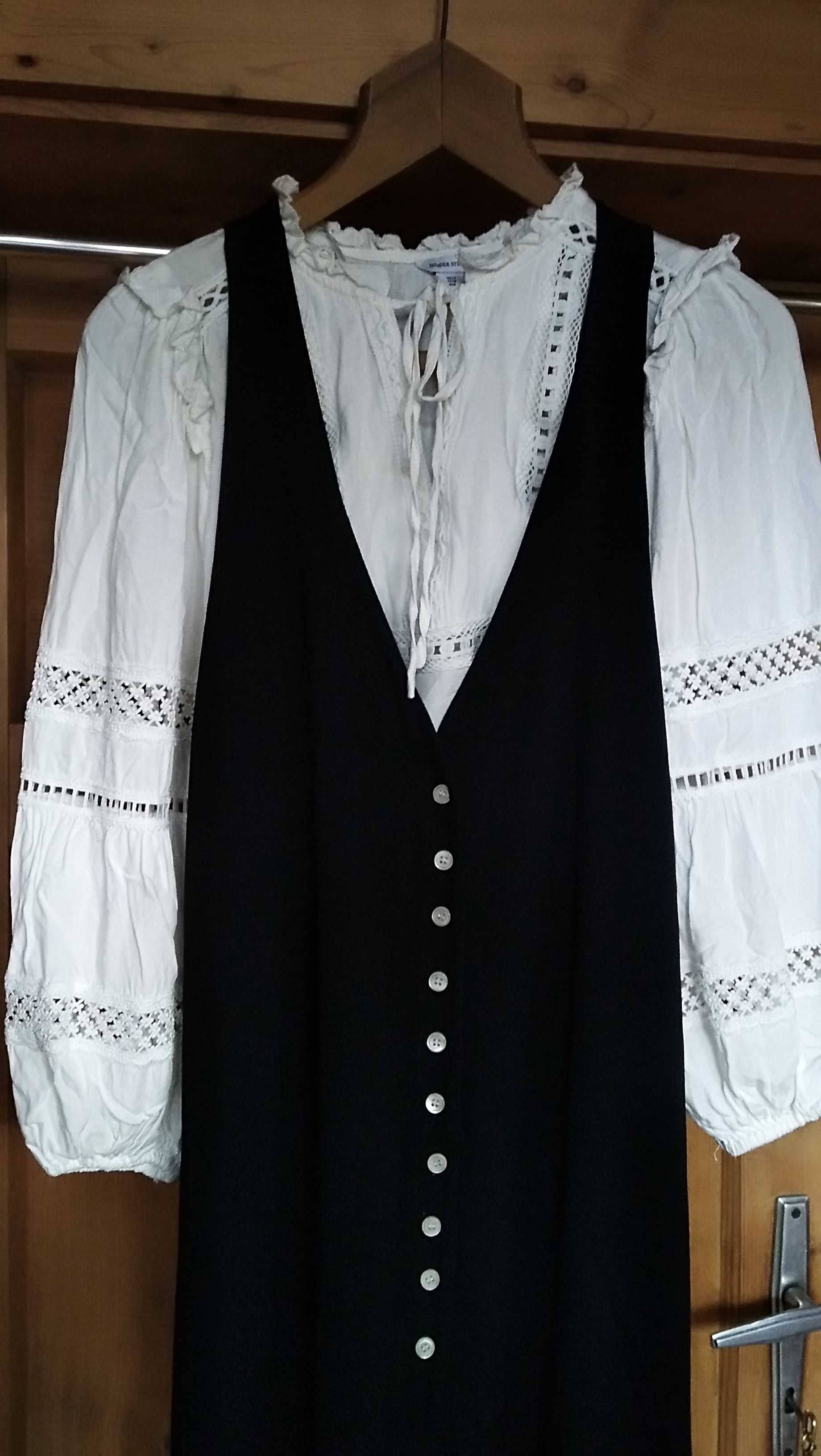 LAUNDRY czarna długa narzutka/kamizelka lycra guziki grunge goth 38 M