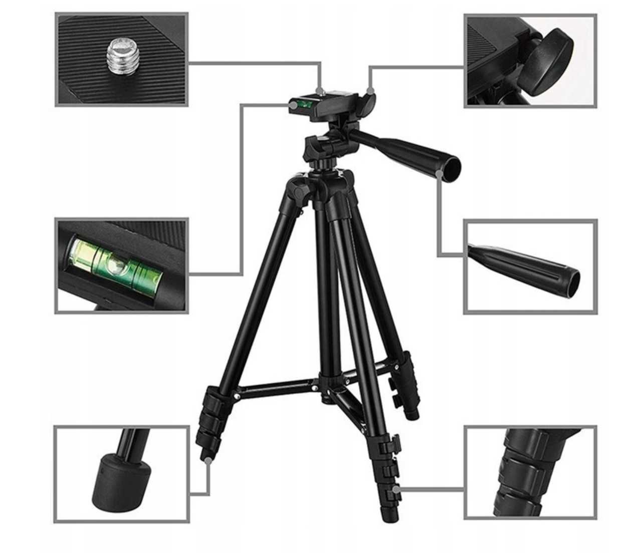 STATYW TRIPOD na telefon aparat regulowany uchwyt + PILOT BLUETOOTH