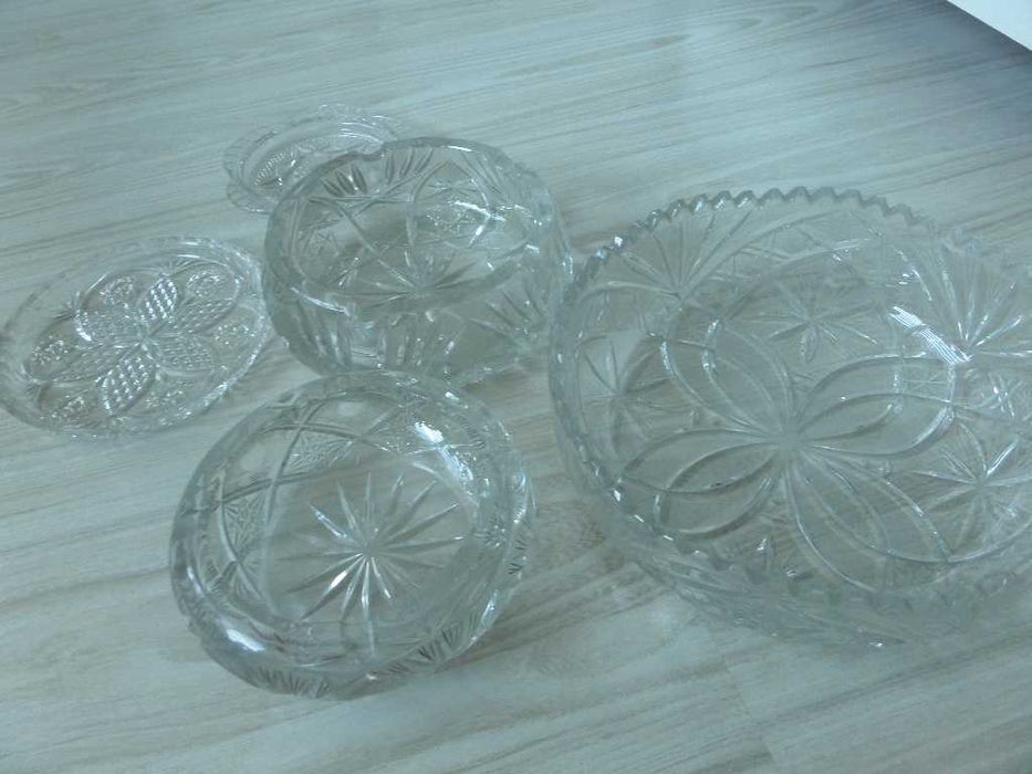 Zestaw kryształów popielniczki misa PRL