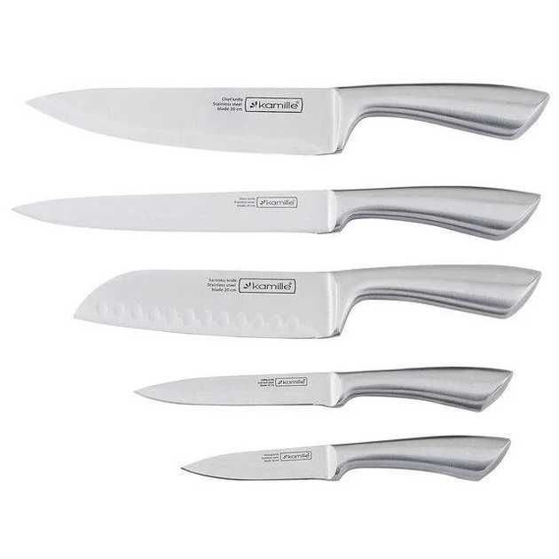 Набор ножей ( Новый) кухонных с подставкой 6 пр. Kamille 5130