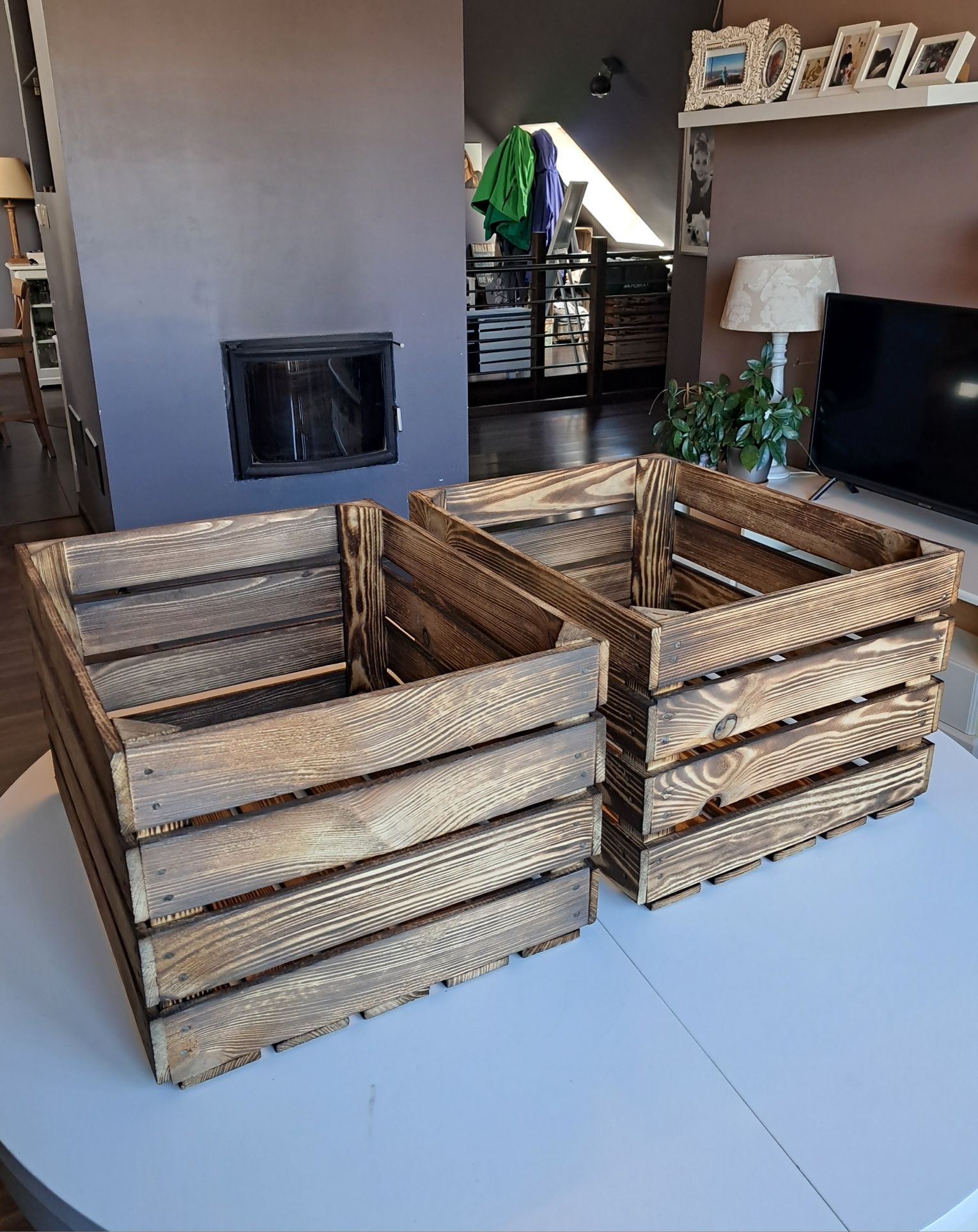 Dwie nowe skrzynki drewniane opalane 50x40x30 solidne z przesyłką OLX