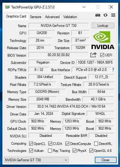 GeForce GT730 2Gb GDDR5. Low profile