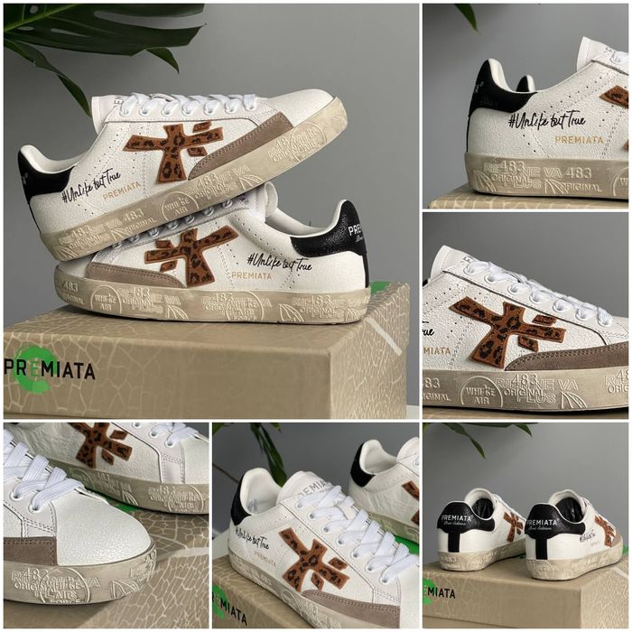 р36-41 Жіночі Кросівки Premiata Stevend 6660 leo white black beige