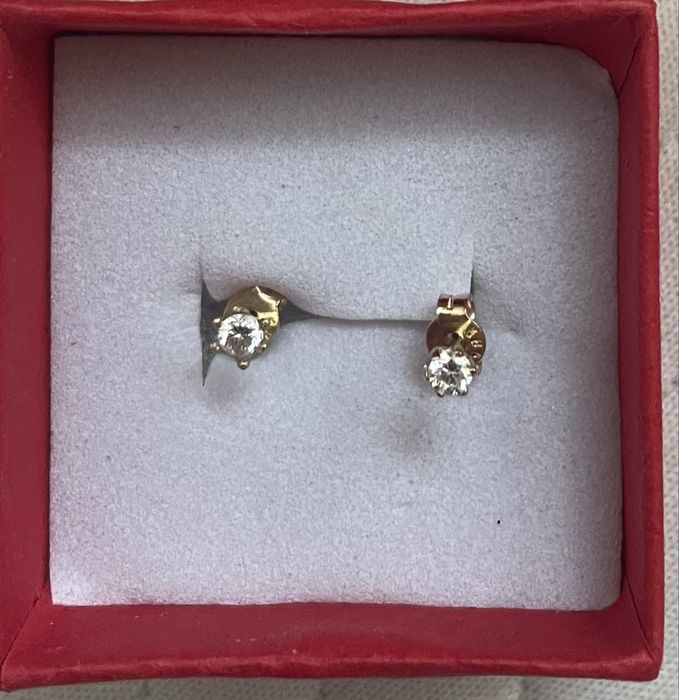 Kolczyki brylanty diamenty 0,14 ct , złoto 14K,stan idealny