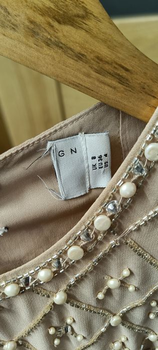 Sukienka suknia wieczorowa 36 S tiulowa zdobiona Asos długa maxi rękaw