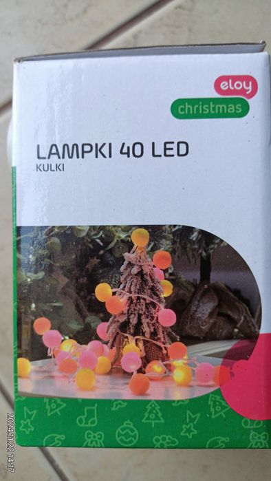 Lampki 40 LED kulki kolor żółty pomarańczowy różowy