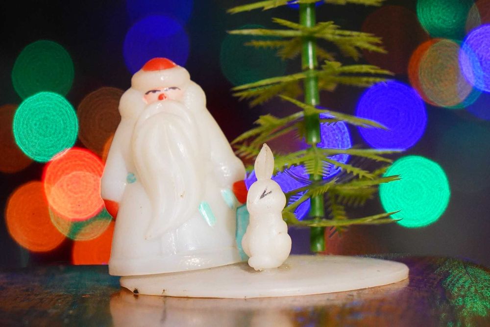 композиция новогодняя Дед мороз елка заяц