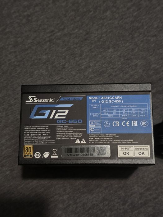 Fonte de Alimentação Seasonic G12 GC-650, 650W, 80+ Gold, Usada