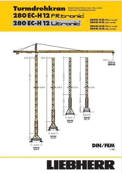 Liebherr 280 EC-H 12 Litronic  Żuraw górnoobrotowy Liebherr 280 EC-H 12 Litronic