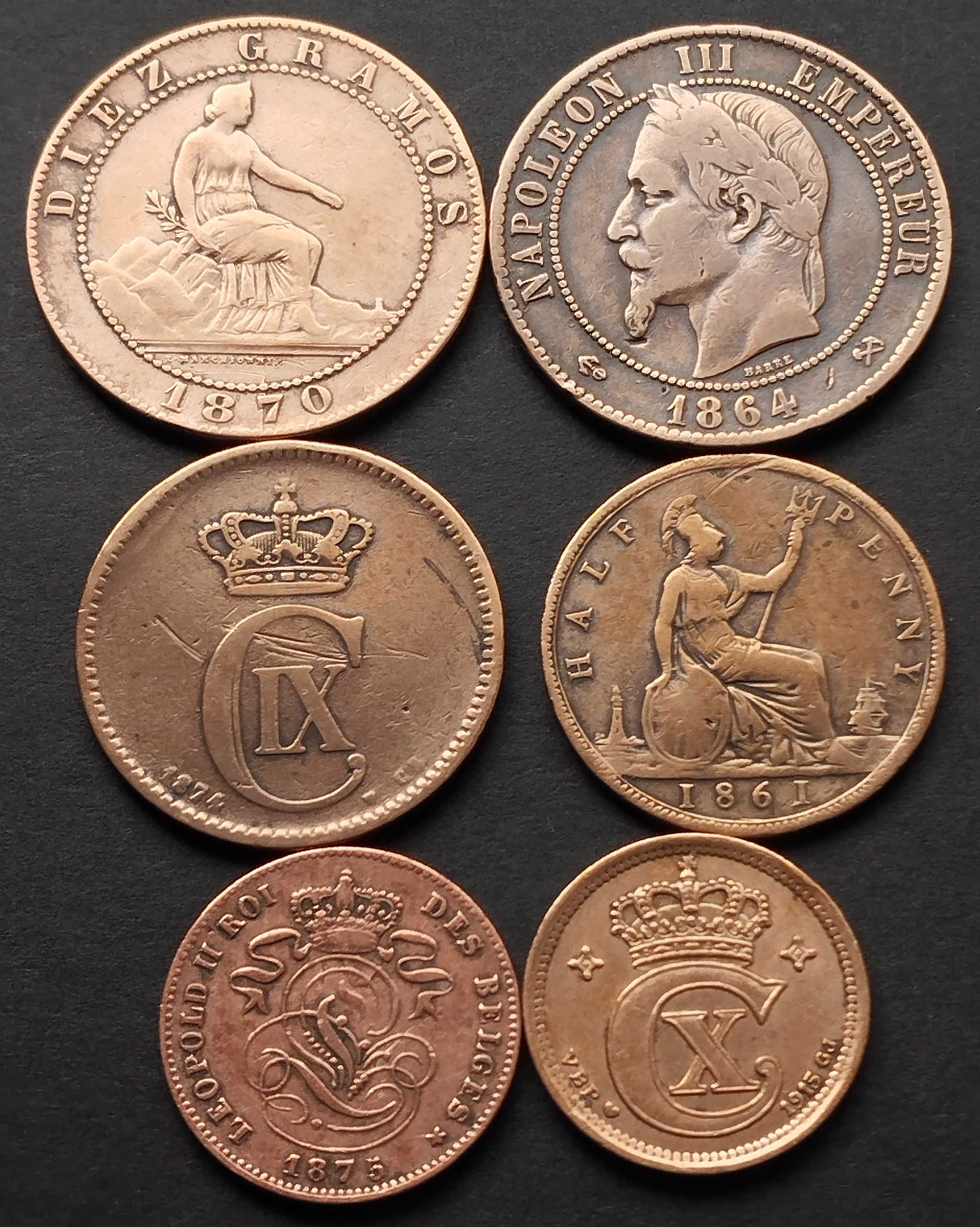 Монети світу 1861 - 1915 (6шт.)