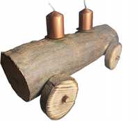 Drewniany świecznik „Wagonik” grab rękodzieło – 004