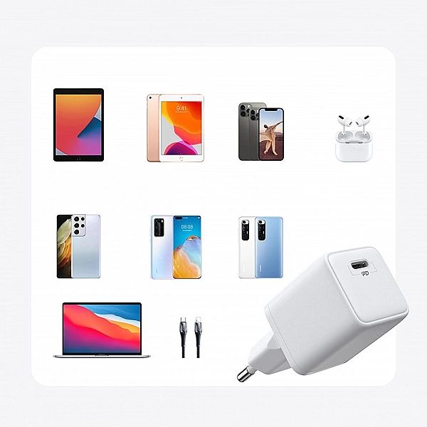 Joyroom szybka ładowarka sieciowa USB Typ C 25W 3W wtyczka EU biały (L