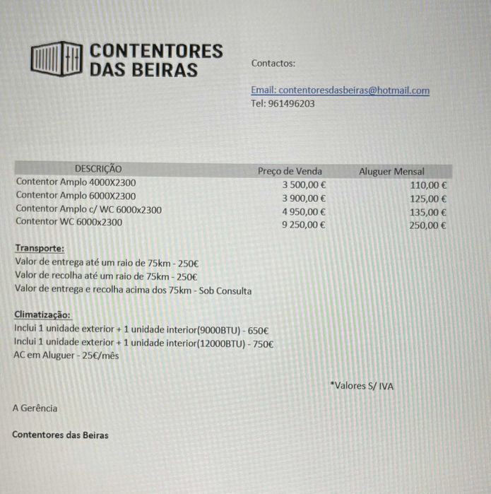 Contentores [Escritório, Wc publico) NOVOS