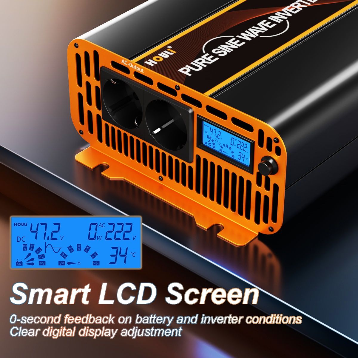 Інвертор 12-220v HOULI 2500w чистий синус