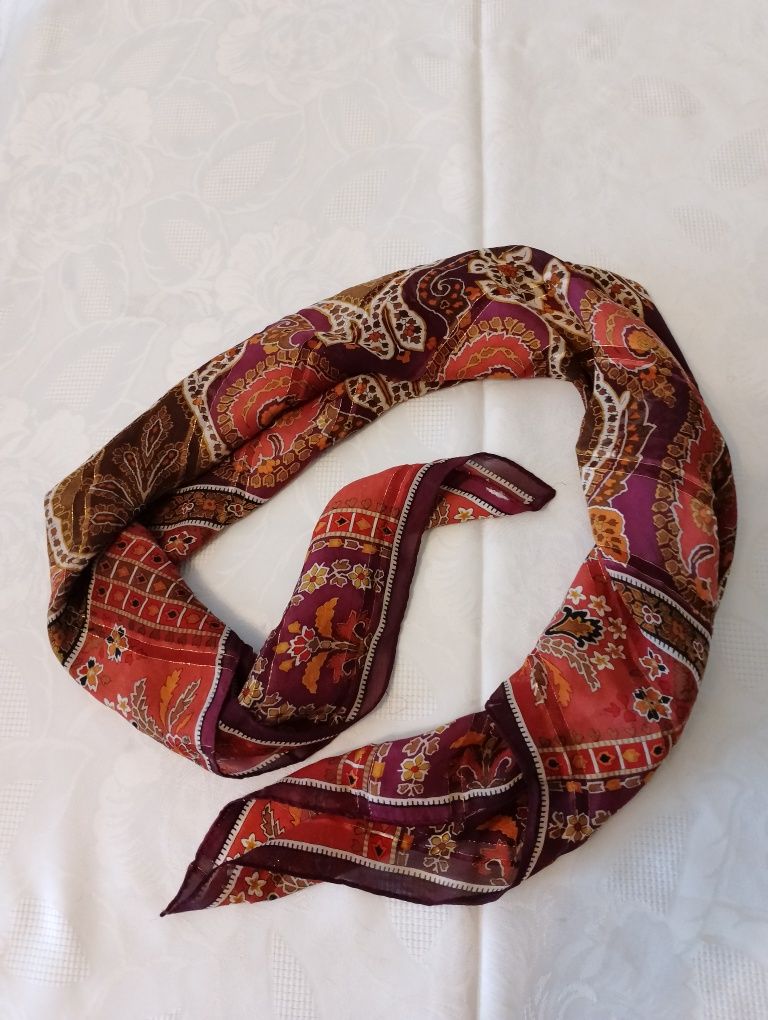 CHUSTA kolorowa w stylu boho, wzór paisley, lekka, cienka, apaszka