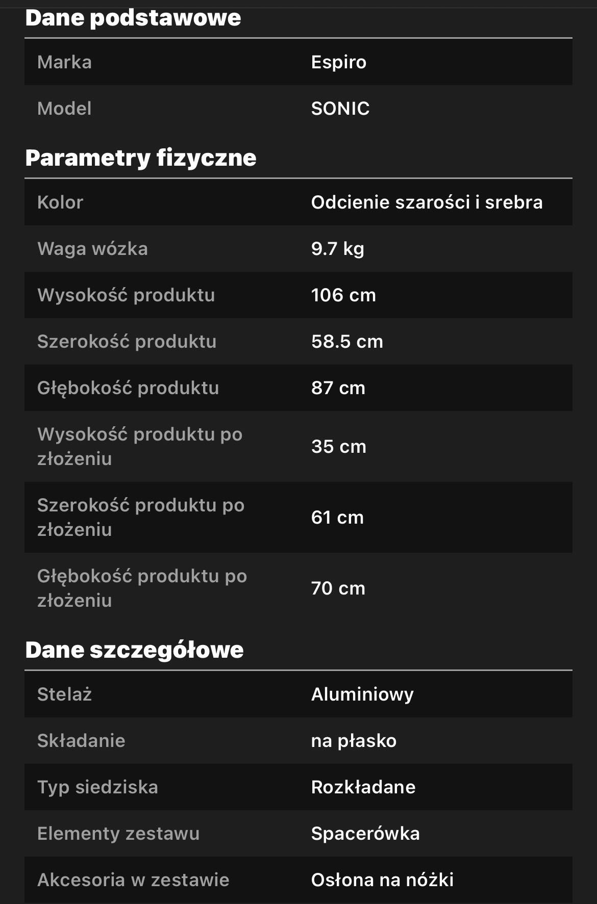 Wózek spacerowy Espiro Sonic