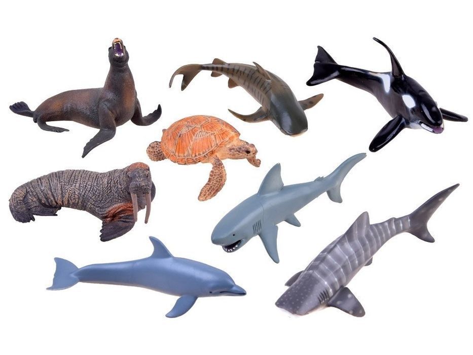 Zestaw Figurki Zwierzęta Żółw Foka Rekin Rybki