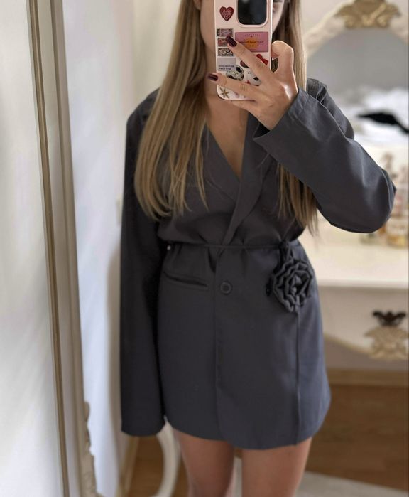 Піджак miu, сукня піджак з розою, сірий піджак Miu міу