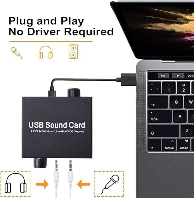 Tendak Zewnętrzna karta dźwiękowa USB stereo do PS5,PC,laptopów (155b)