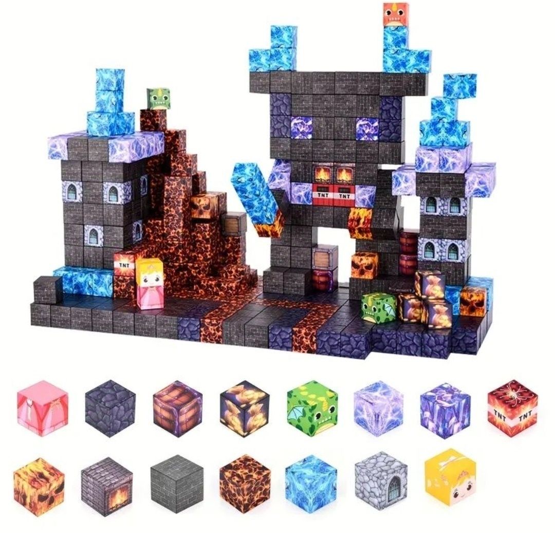 Магнітний конструктор Майнкрафт на 100 деталей, Minecraft