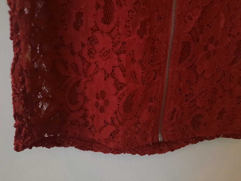 Blusa bordô em renda Tam.M da Zara